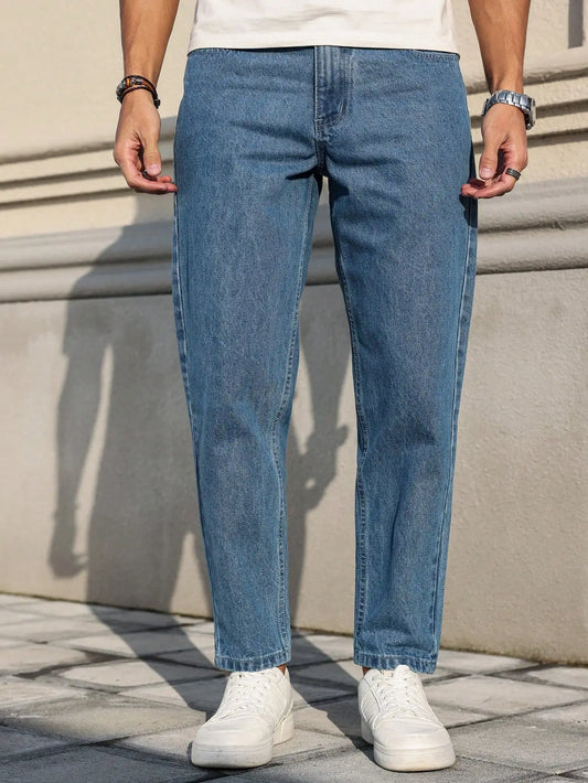 Men's Loose Fit Blue Denim Jeans for Casual Wear