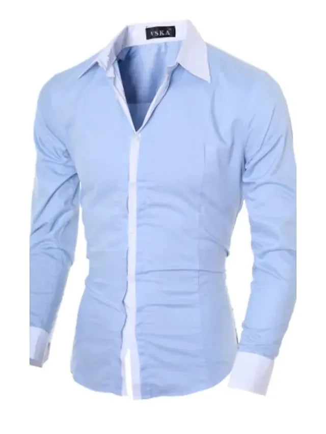 Men's Patchwork Dress Shirt for Business and Casual Wear