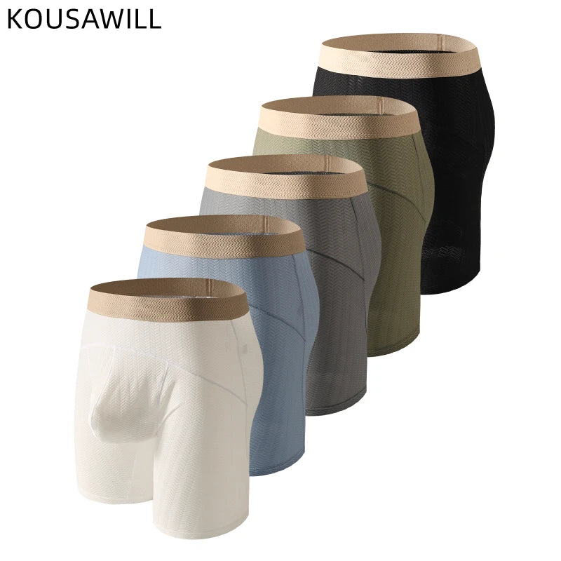 Men's Long Boxer Shorts with U Pouch Design
