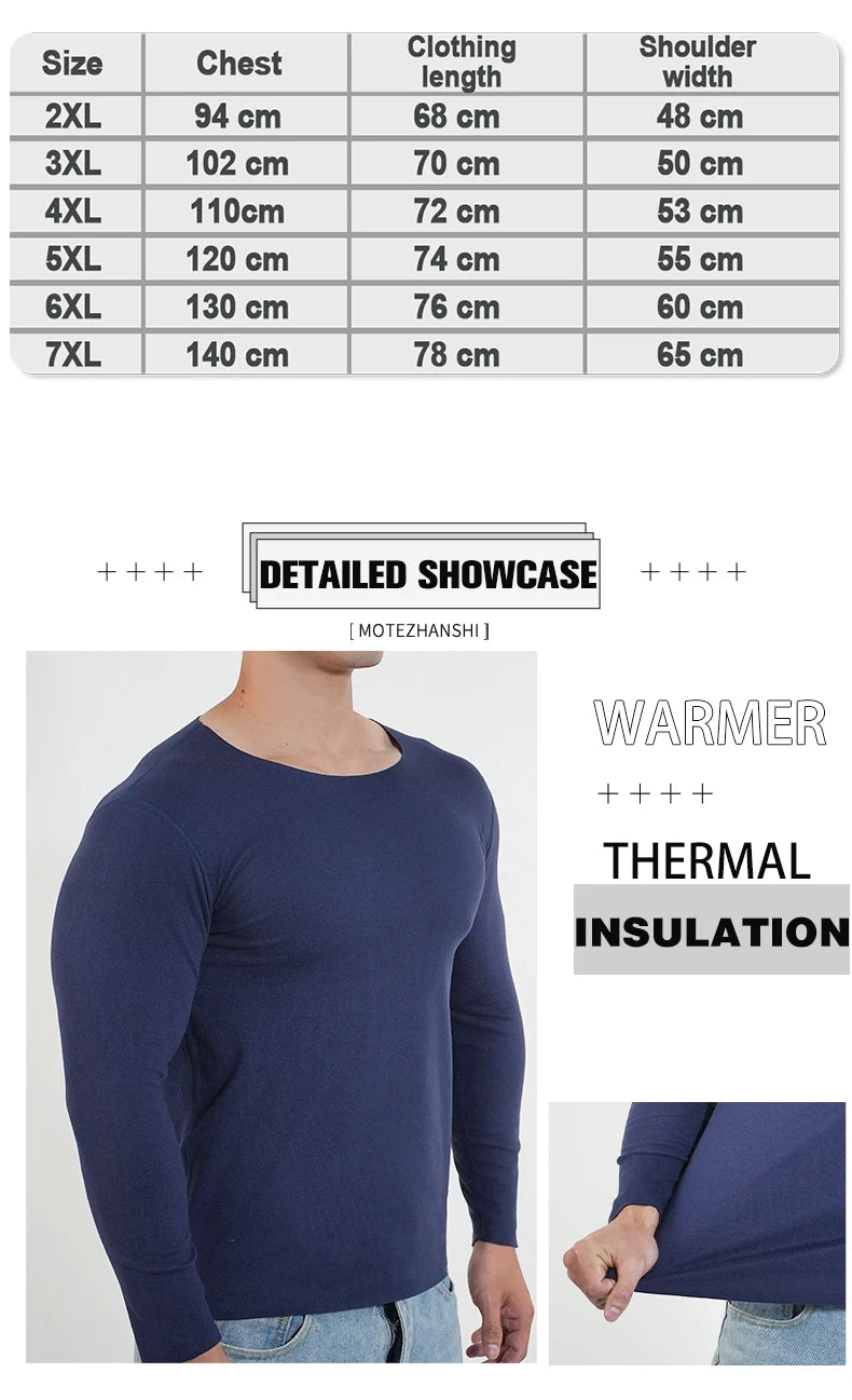 Men Thermal Underwear Long Sleeve Shirts Crewneck Fleece Lined Base Layer Top