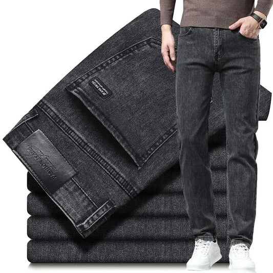 Men's Slim Fit Black Denim Jeans for Casual and Business Wear