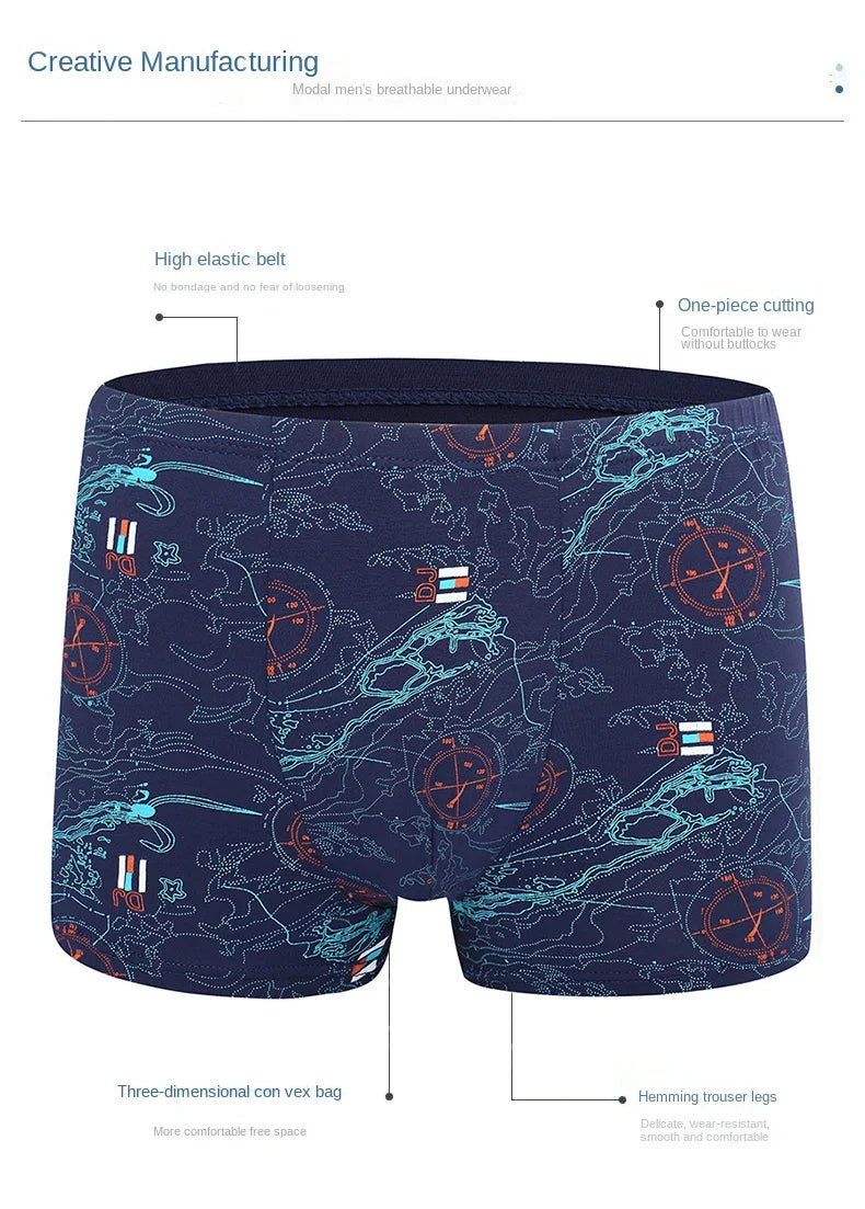 Men's Bamboo Fiber Boxer Shorts Plus Size 2XL-7XL