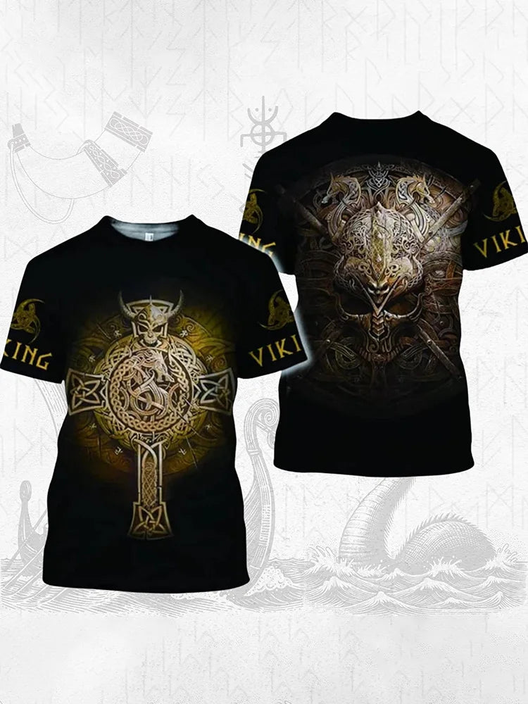 Egyptian Religious Style 3D Anubis Printed Men's Short-sleeved Shirt Outdoor Sports Men's Fitness T-shirt Street Fashion T-shirt