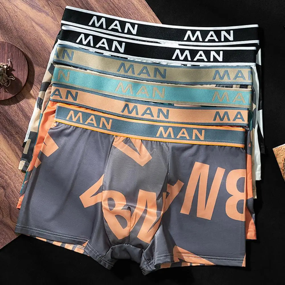 Men's Plus Size Letter Printed Boxer Shorts