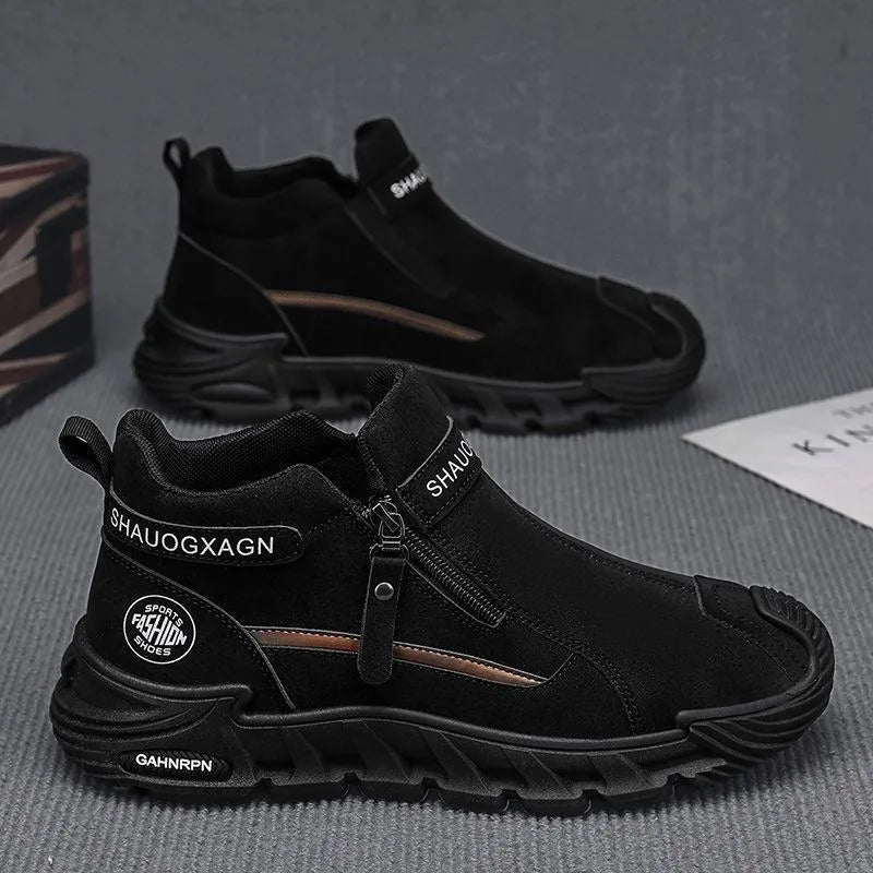 Men's Casual Labor Shoes with Zipper for Outdoor Climbing