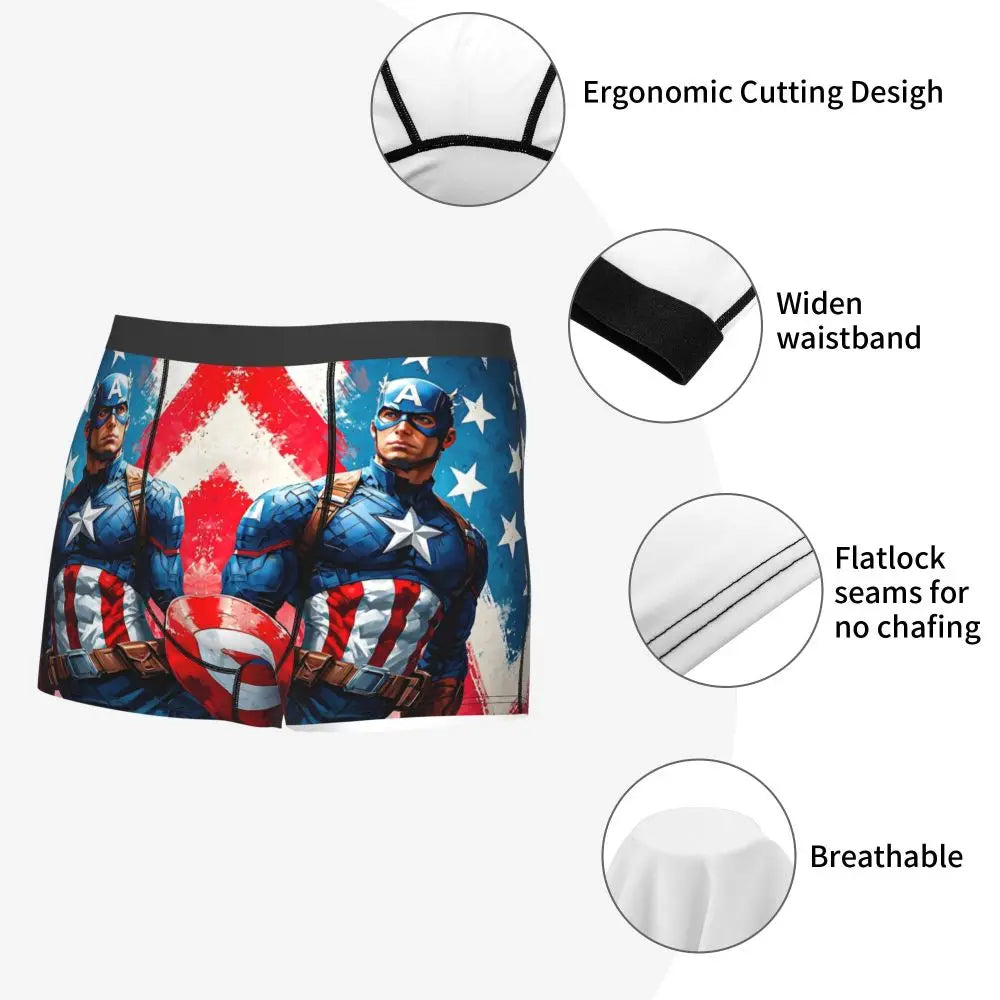 Captain America Comics Design Boxer Shorts for Men by MINISO