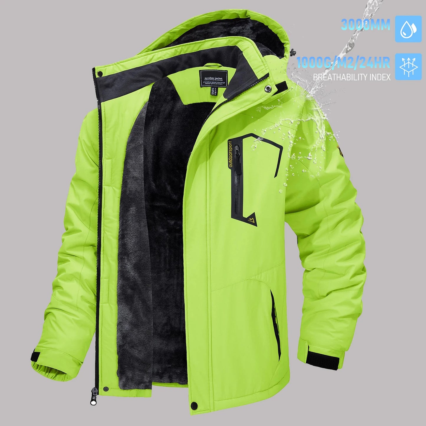 TACVASEN Men's Winter Ski Jackets Waterproof Fleece Coats Insulated Thermal Snowboard Jacket Parka Raincoat with Hood Man Parka