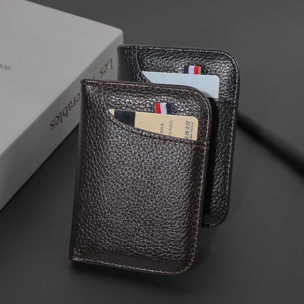 Portable Super Slim Soft Wallet Leather Mini Credit Card Wallet No Zipper