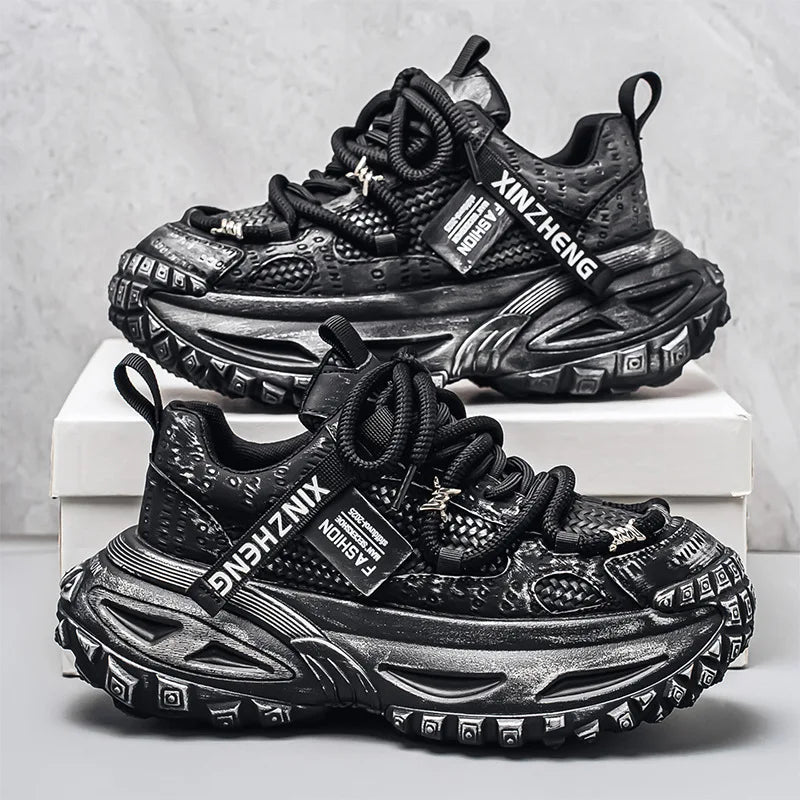 Men's Breathable Mesh Platform Sneakers for Casual Wear