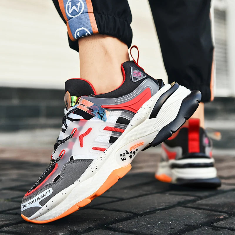Men's Casual Lace-Up Sneakers with Breathable Air Mesh