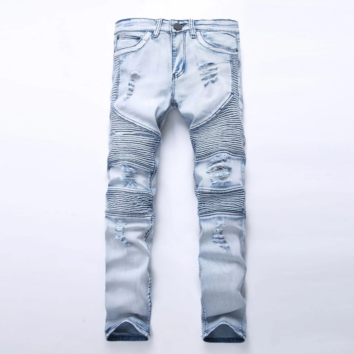 2022 Mens Jeans New Fashion Male Casual Biker Jeans Slim Straight Feet Jeans Loose Waist Long Trousers Denim Pants Large Size 42