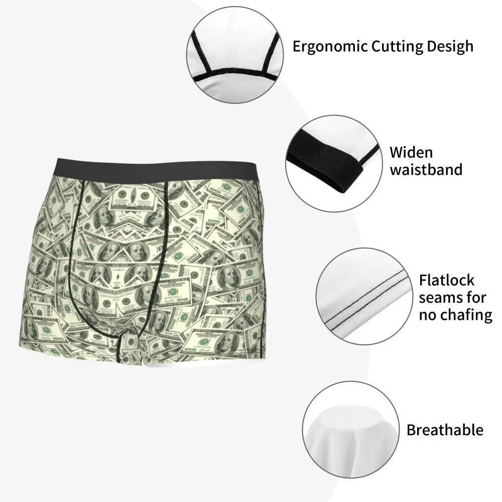 Money Print Boxer Briefs for Men