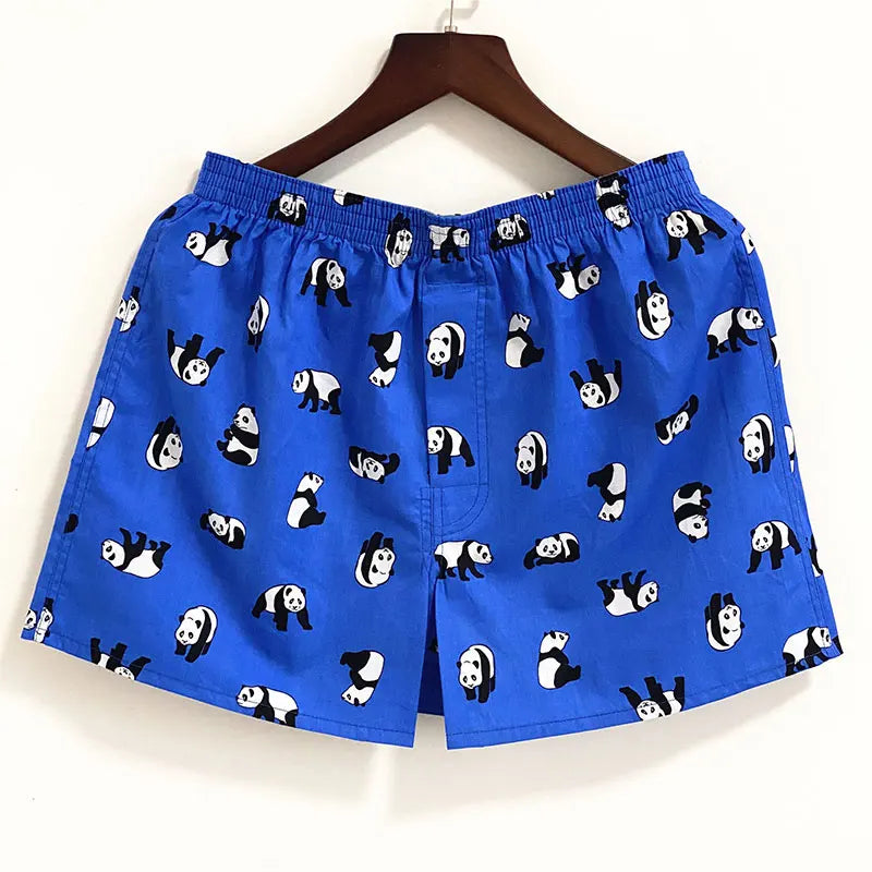Home Pajama Shorts Mens Sleepwear Loose Elastic Sleep Bottoms Cotton Comfortable Breathable Boxers Casual Male Print Underpants