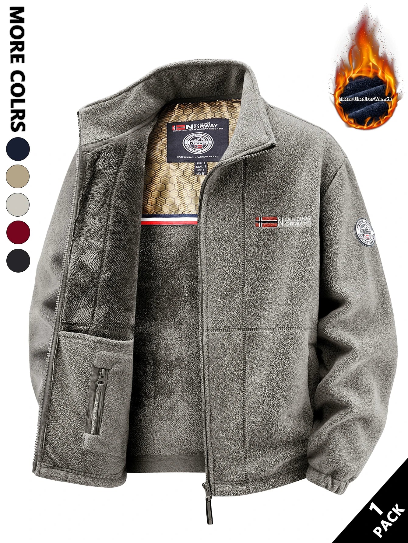 Men's Fleece Jacket, Soft and Skin-Friendly, Heat-Retaining and Wind-Resistant