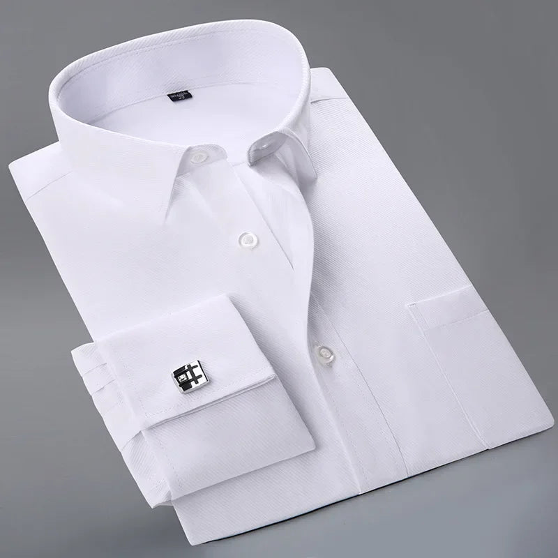 Men's Long Sleeve Formal Striped Dress Shirt