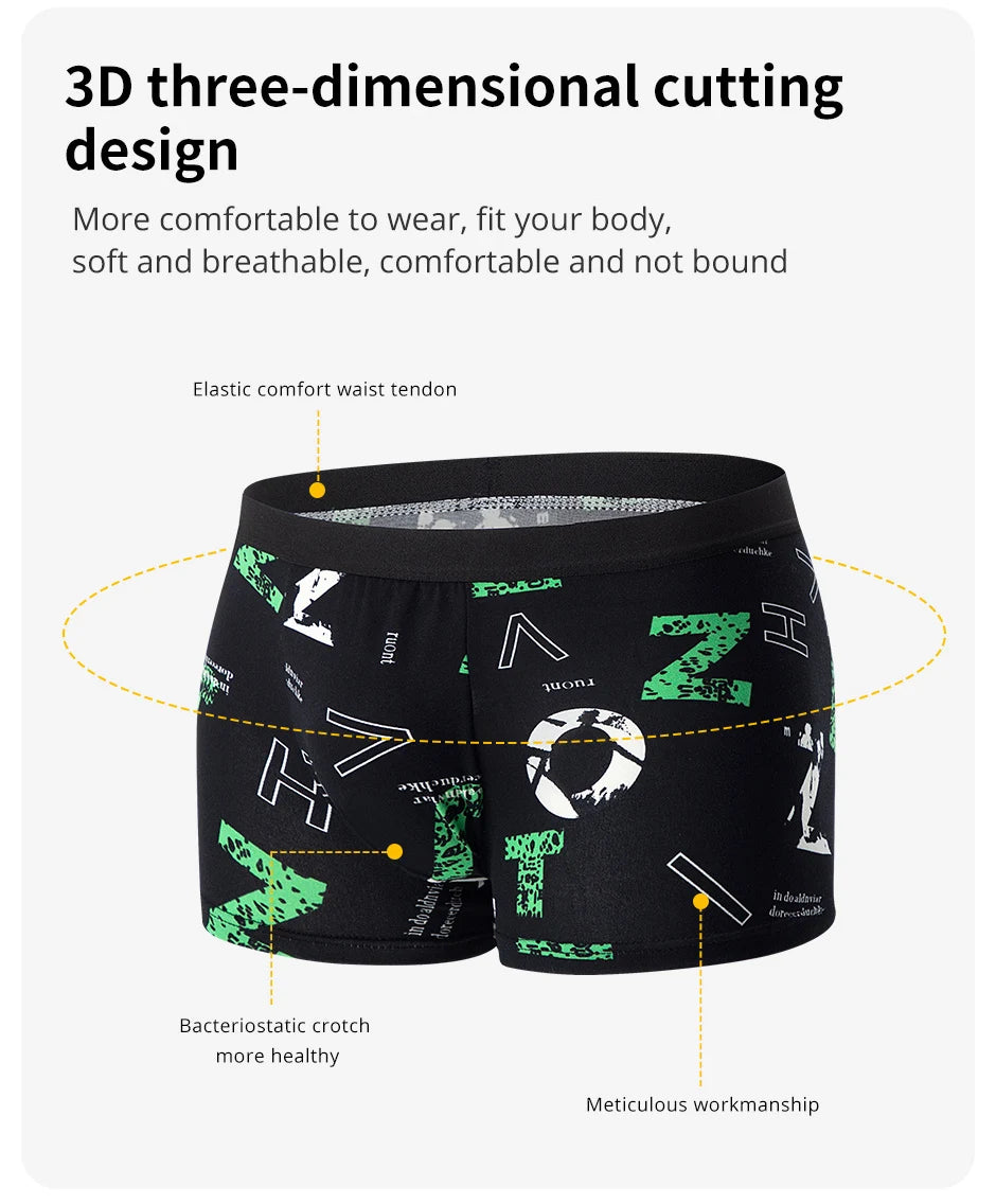 Men's Fashion Printed Boxers Breathable Underwear 6XL