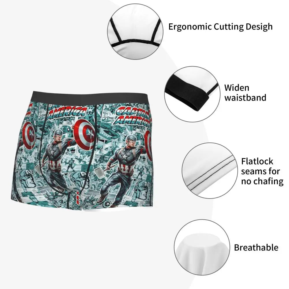 Captain America Comics Design Boxer Shorts for Men by MINISO
