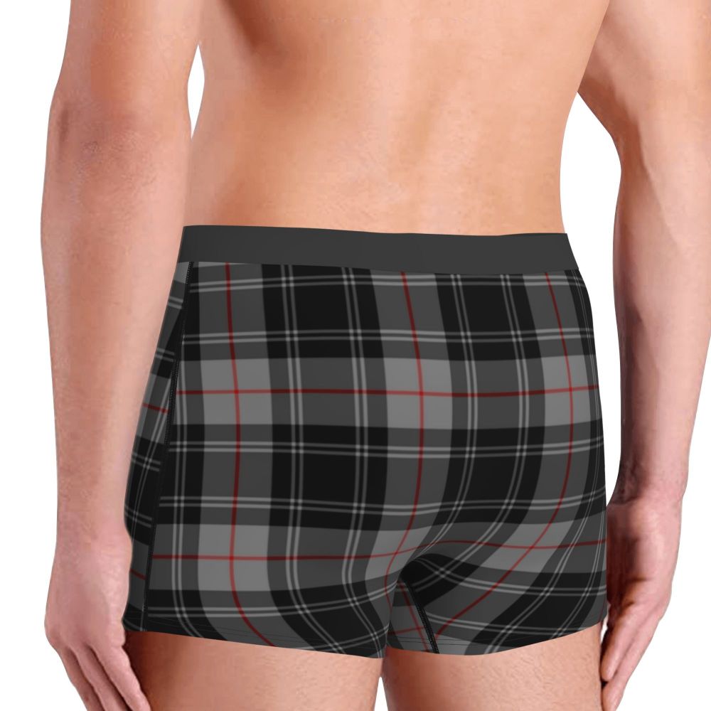 Black Watch Tartan Boxer Shorts for Men in Lycra and Polyester