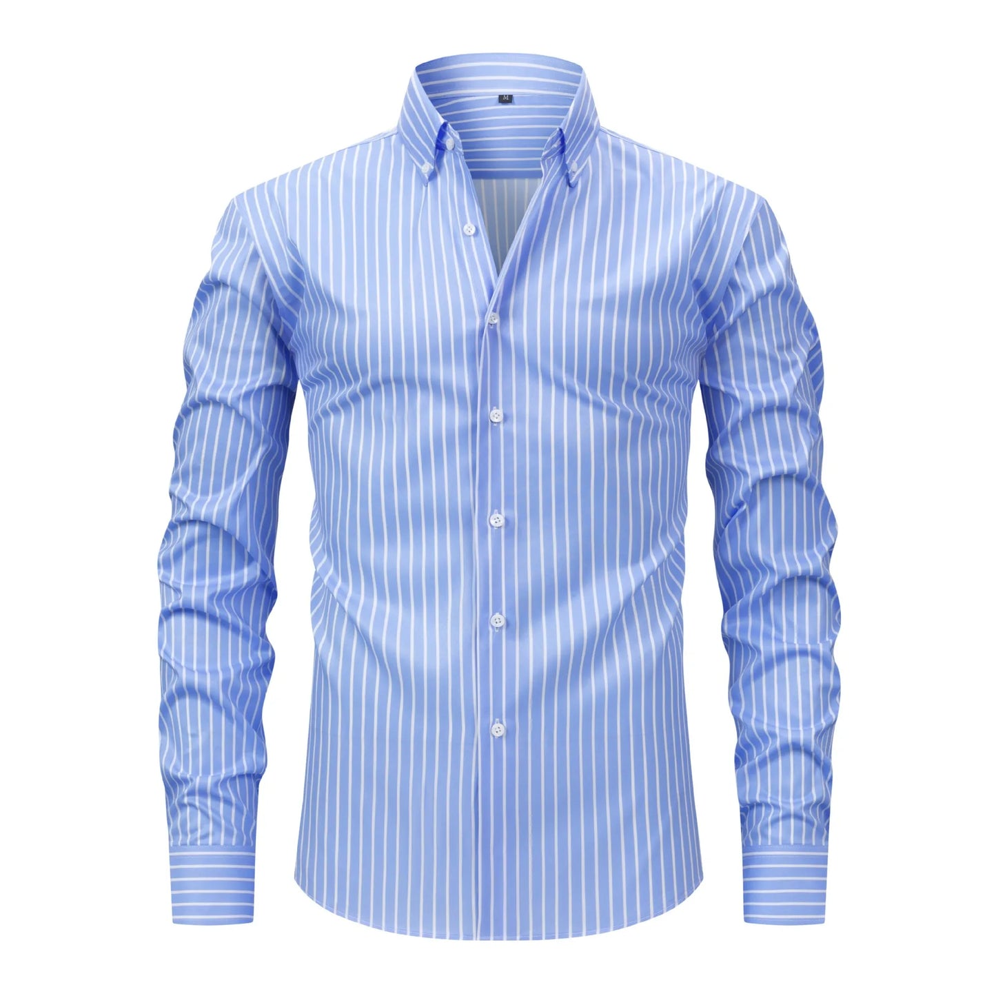Men's Striped Long Sleeve Dress Shirt for Casual and Business