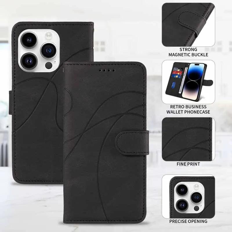 Tsimak Leather Case For Motorola Moto G13 Flip Wallet Phone Cover