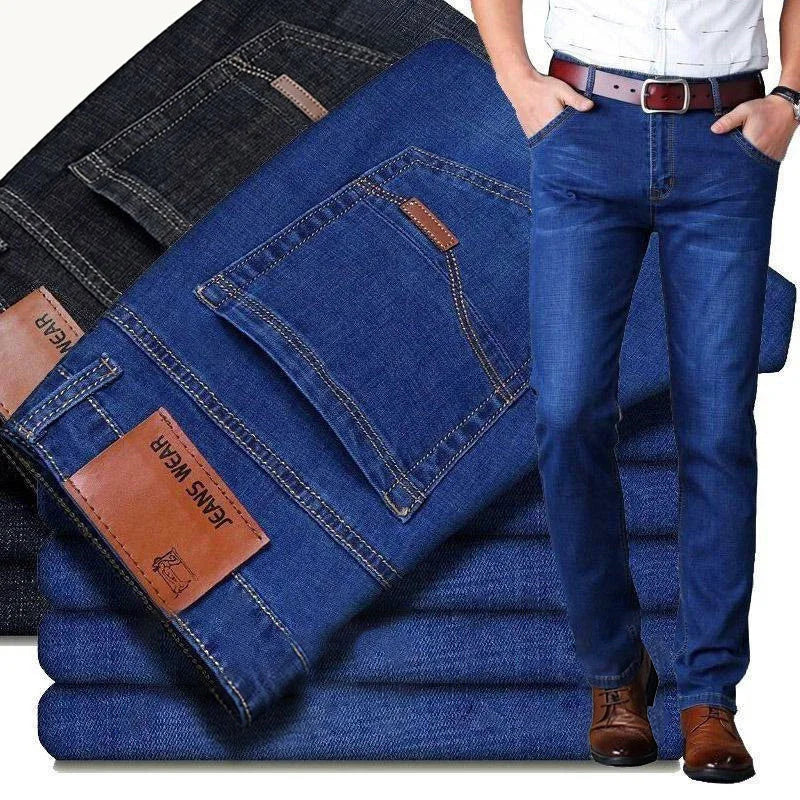 Men's Straight Jeans Comfortable Business Denim Pants