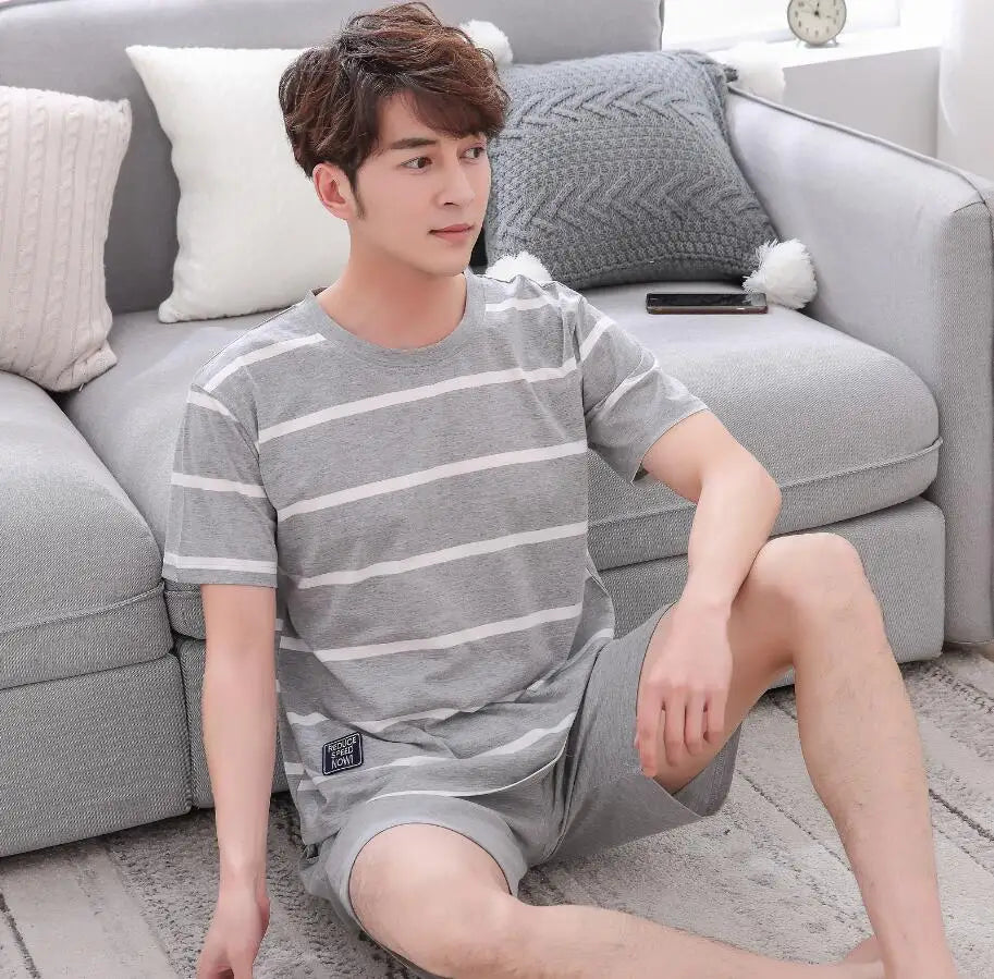 Summer Cotton Pyjamas Casual Pajamas Sleep Tops Shorts For Men Lovely Panda Print Pajama Sets Comfortable Cool Sleepwear 2022