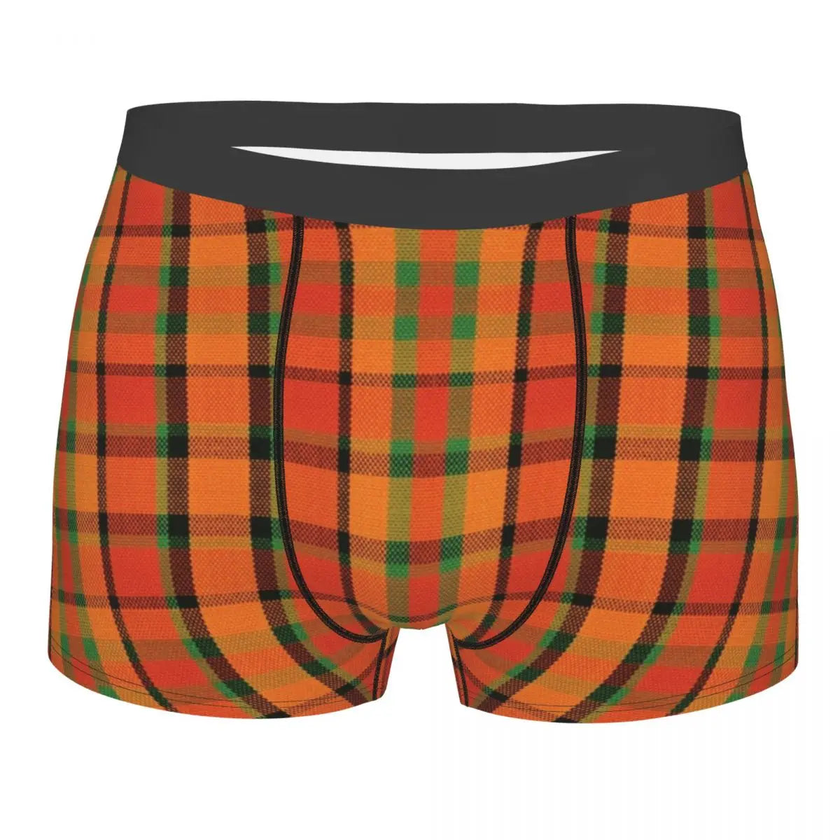 Black Watch Tartan Boxer Shorts for Men in Lycra and Polyester