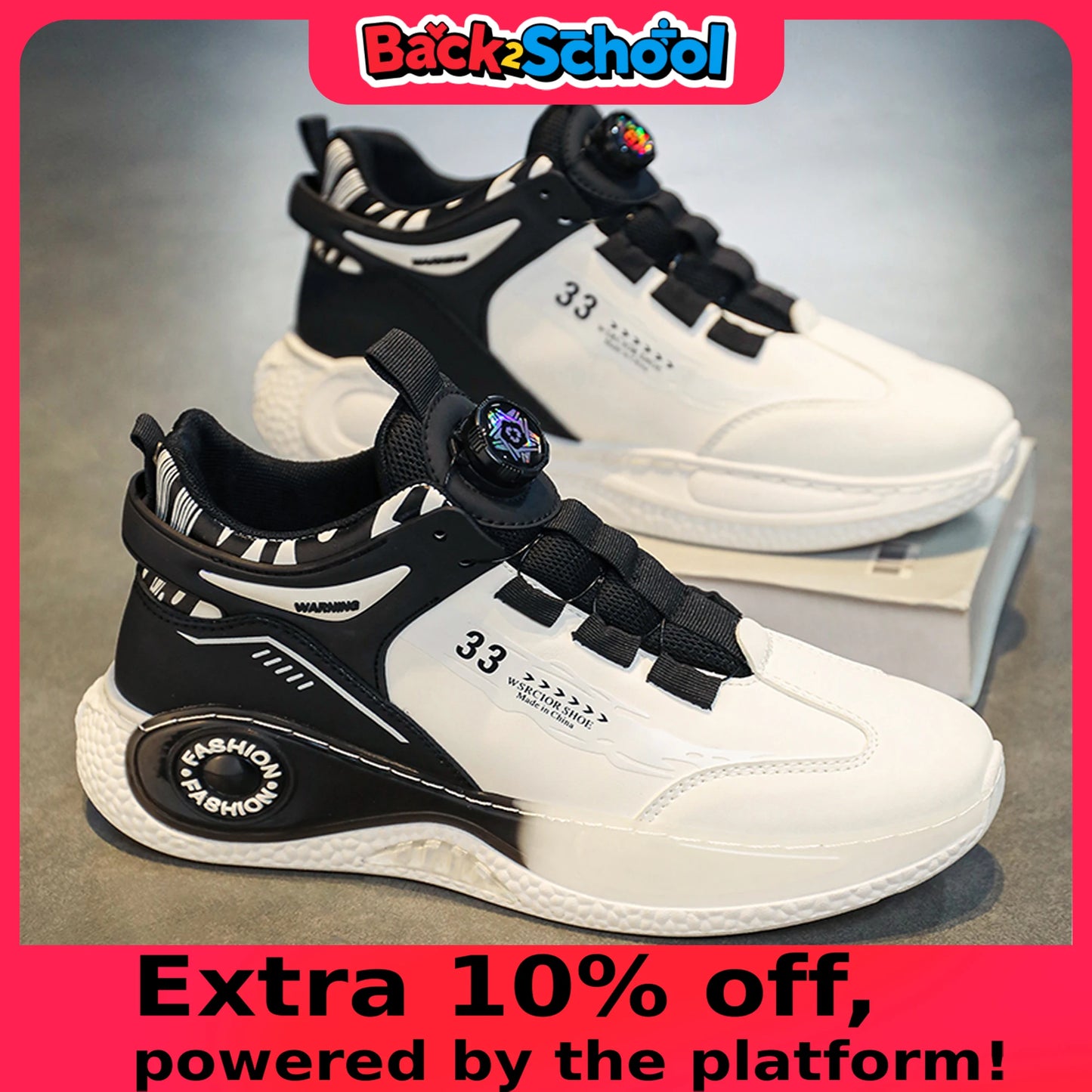 Men's Casual Sneakers with Rotating Buckle and Non-Slip Lace-Up