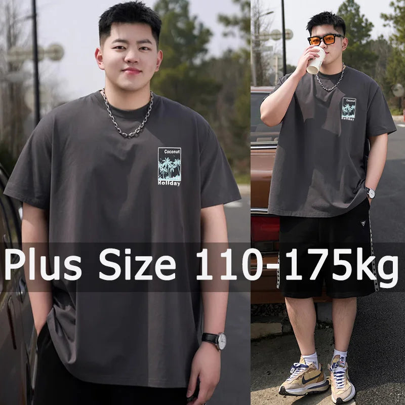 Men's Cotton Round Neck T-Shirt 6XL 7XL Casual Wear