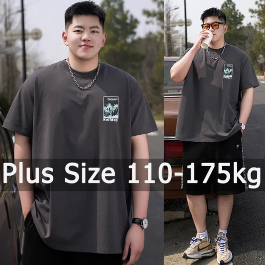 Men's Cotton Round Neck T-Shirt 6XL 7XL Casual Wear