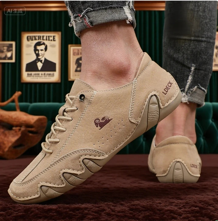 Khaki Loafers for Men Soft Soled Casual Walking Shoes