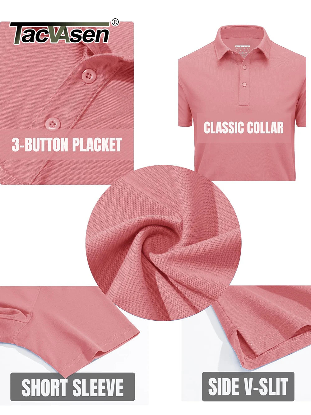 TACVASEN 72% Cotton Summer Golf Polo T-Shirt