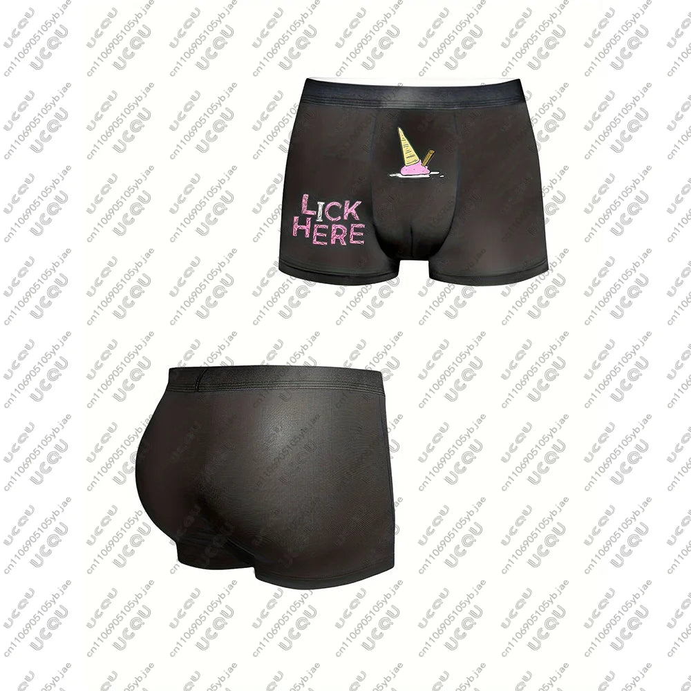 Funny Ice Cream Print Boxer Shorts for Men
