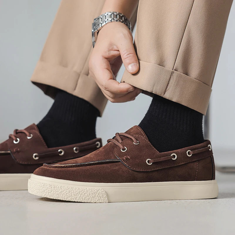 Men's Casual Slip-On Shoes in Handmade Suede Leather