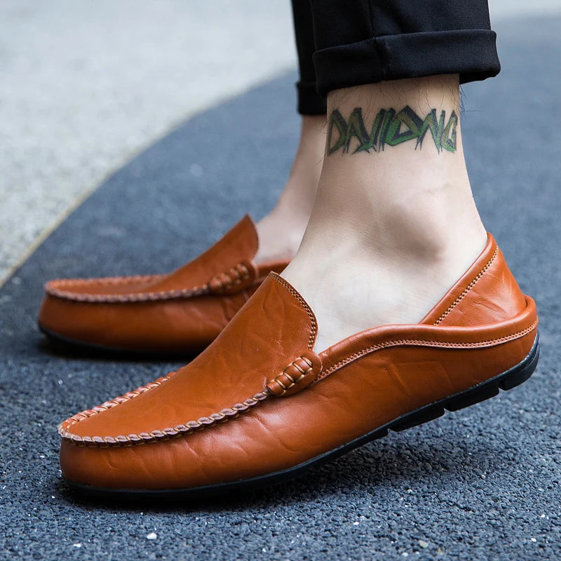 Men's Casual Genuine Leather Loafers Slip-On Shoes