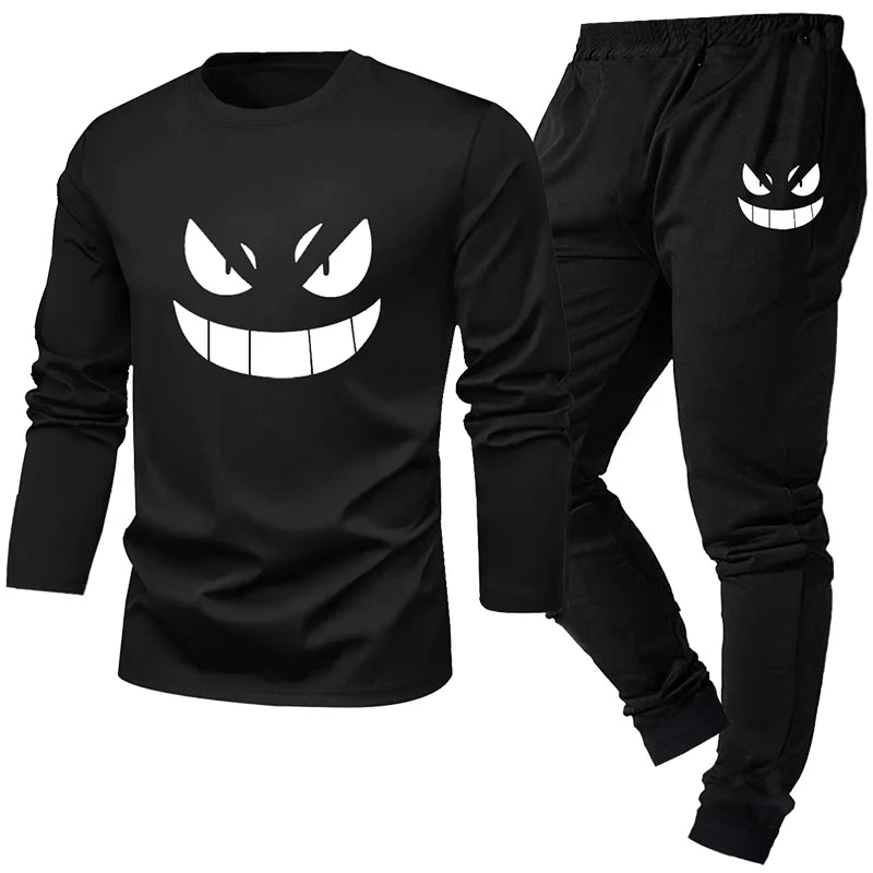 Men's Polyester Pajama Set for All Seasons