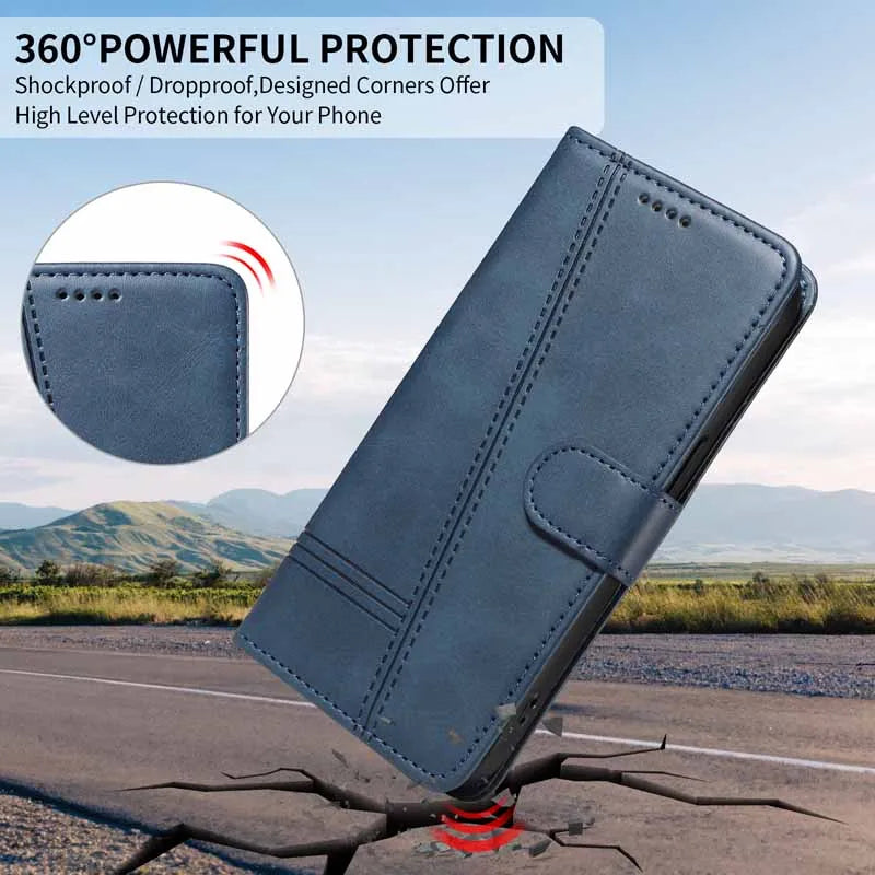 Tsimak Leather Case For Motorola Moto G13 Flip Wallet Phone Cover