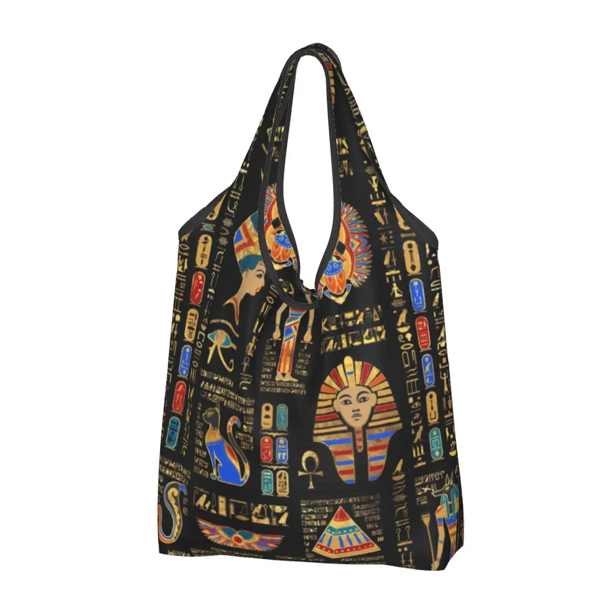 Egyptian Eye Of Horus Grocery Shopping Bags Custom Shopper Tote Shoulder Bag Portable Ancient Egypt Hieroglyphics Handbag