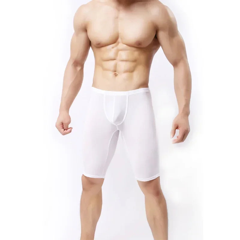 Men's Long Boxer Shorts U Convex Pouch in Various Colors