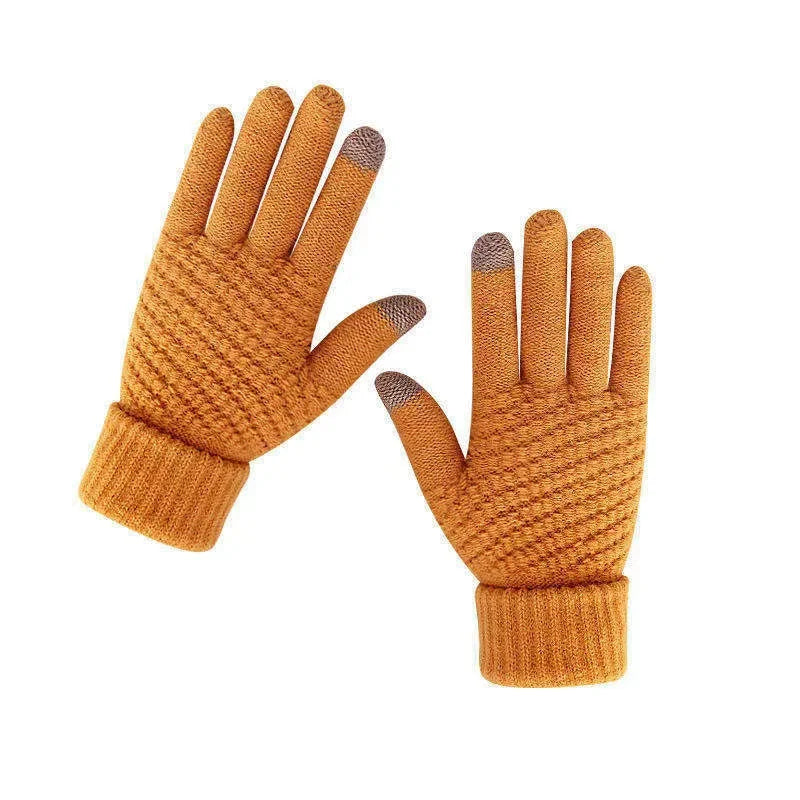 Touch Screen Gloves Stretch Classical Knit Mittens Wool
