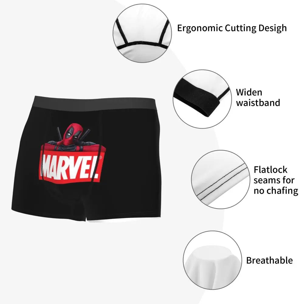 Deadpool Boxer Shorts for Men - Lycra Polyester Blend
