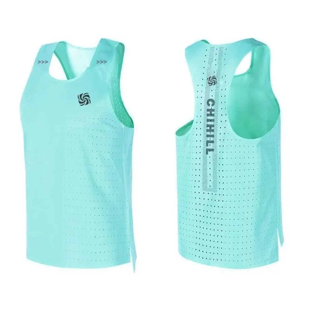 Mens Vest Sports Fitness Mesh Breathable Quick Dry Lightweight Sleeveless Running Vest Trendy Gym Training Tank Top 2024 Summer