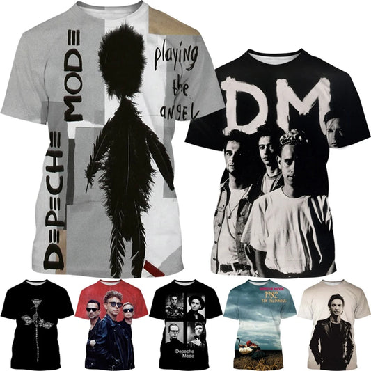 3D Printed Casual Short Sleeve T-Shirt for Men featuring Depeche Mode