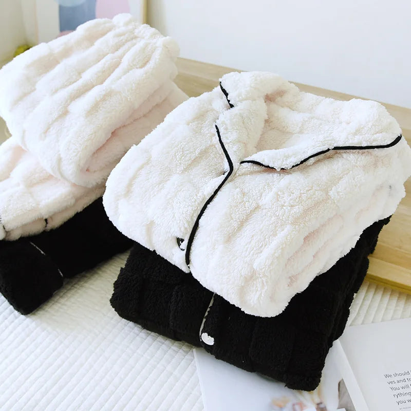 Coral Velvet Couple Pajamas Set