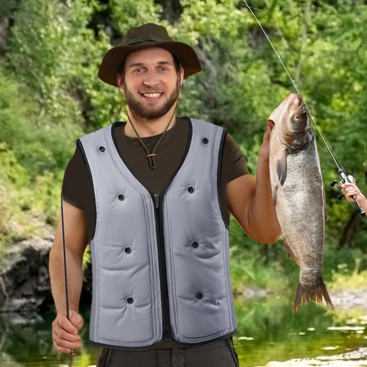 Gray Polyester Cooling Vest for Men and Women
