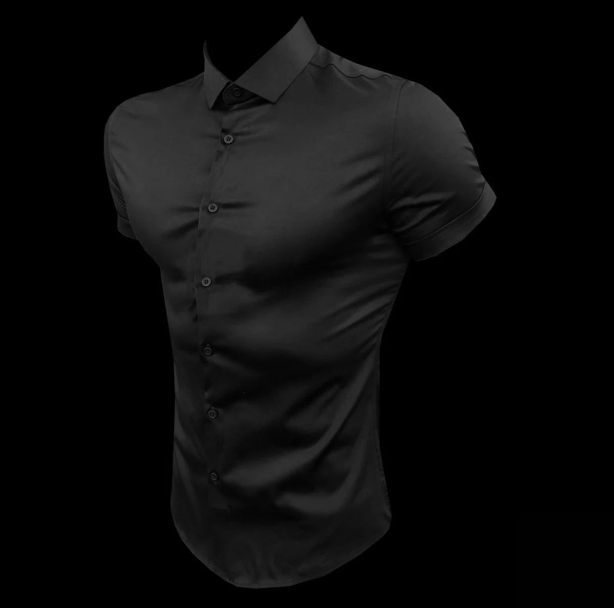 Men's Casual Short Sleeve Slim Fit Shirt in Polyester