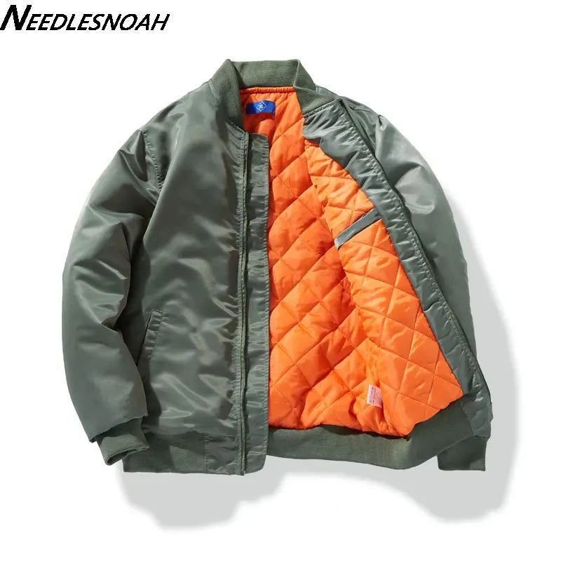 Bomber Jacket Men Women Solid Pilot Jacket Military Flight Baseball Coat
