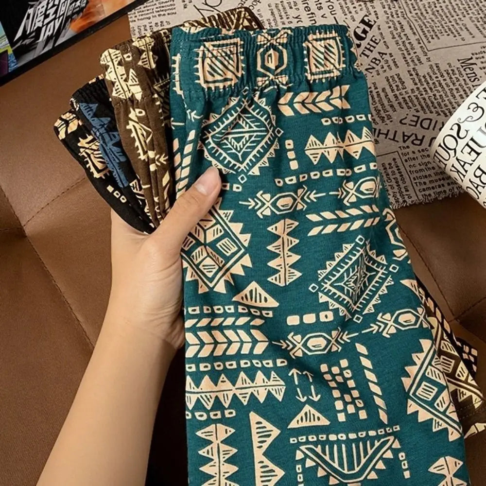 Men's Cotton Boxer Briefs Ethnic Print Plus Size