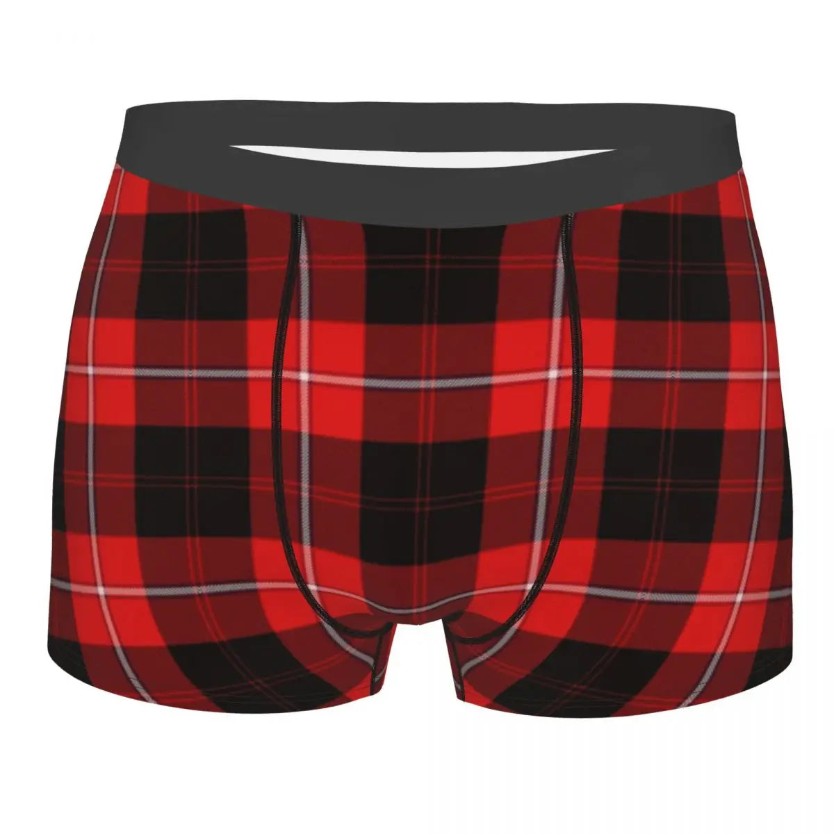 Black Watch Tartan Boxer Shorts for Men in Lycra and Polyester