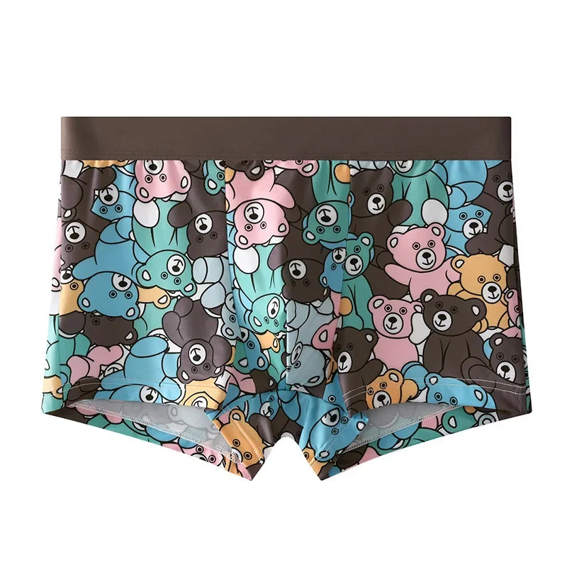 Men's Printed Ice Silk Boxer Shorts by SUGOIDAN